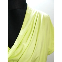 Bluzeczka krótki rękaw z lejącym dekoltem typu woda - seledynowa